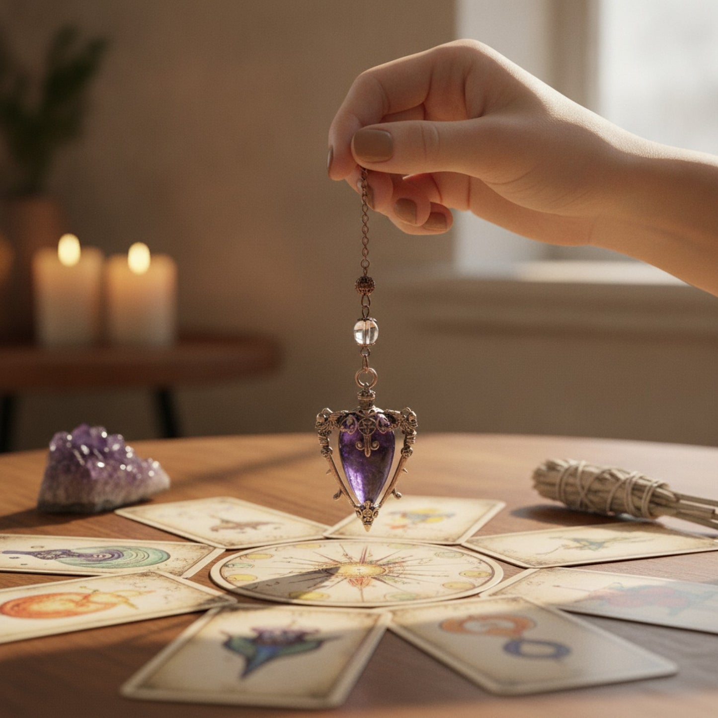 Pendentif Pierre Naturelle & Cristal : Obsidienne, Améthyste, Lapis Lazuli, Quartz Rose - Idéal Reiki & Divination