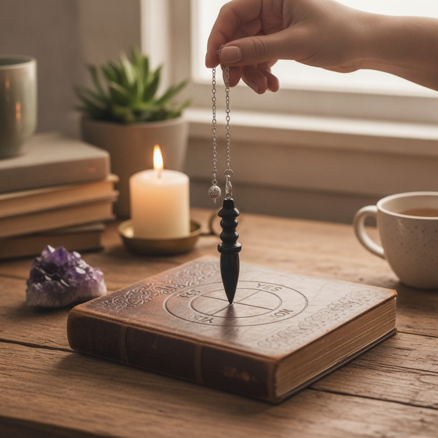 Pendule Spirituel en Cristal Égyptien Véritable - Pierre Naturelle pour Radiesthésie et Divination