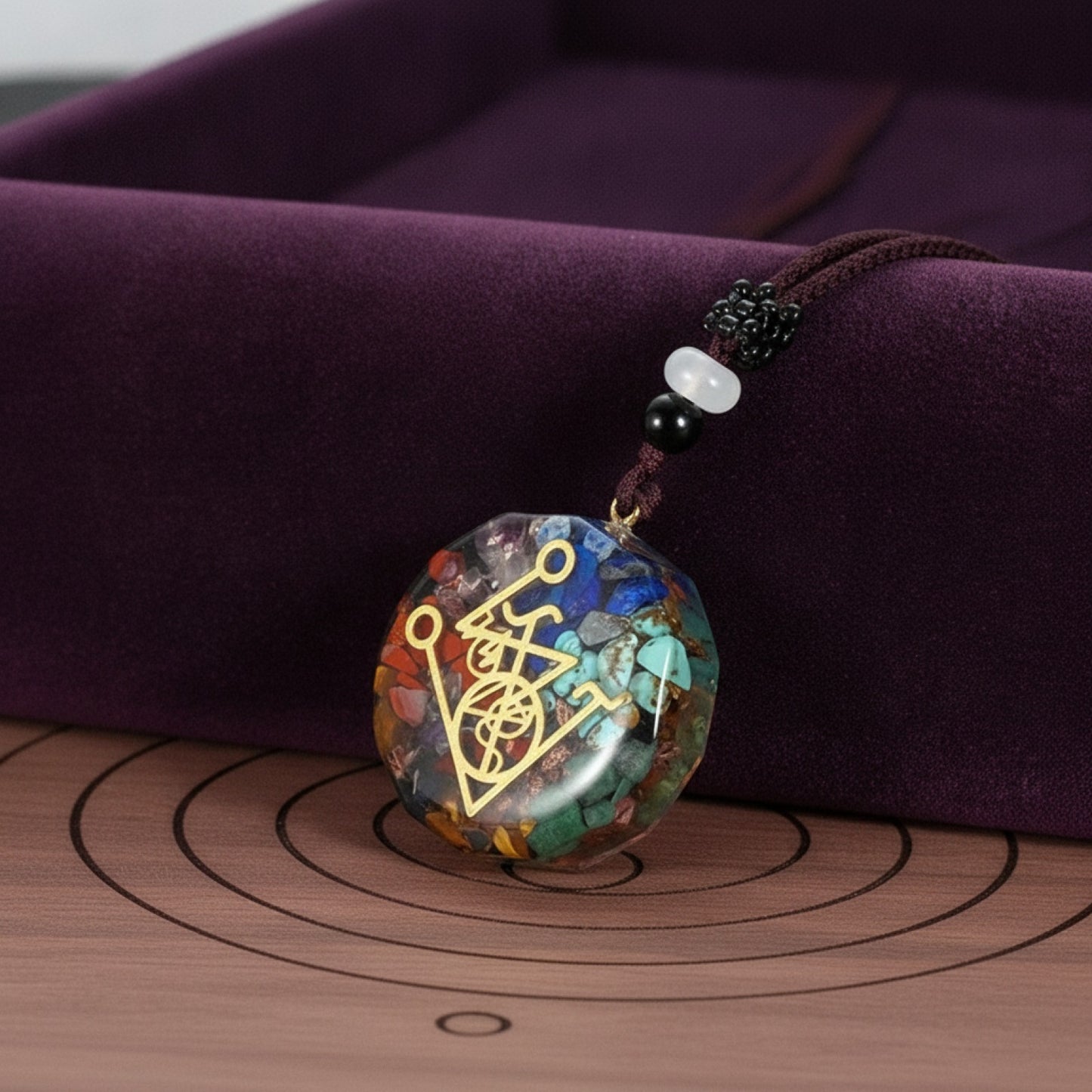 Pendule Énergétique Orgone Améthyste Turquoise Naturelle - Reiki & Chakra