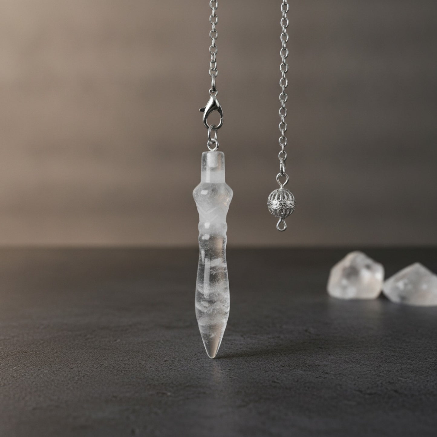Pendule Divinatoire Cône Égyptien en Quartz Clair - Pierre Naturelle pour Radiesthésie et Reiki