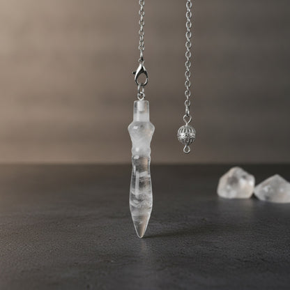 Pendule Divinatoire Cône Égyptien en Quartz Clair - Pierre Naturelle pour Radiesthésie et Reiki