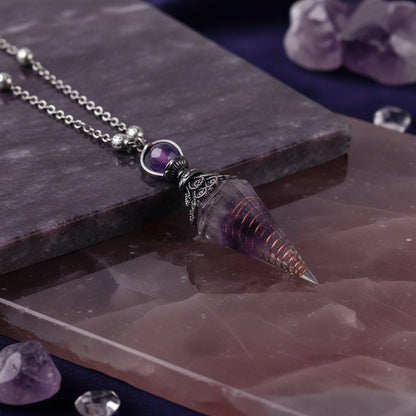 Collier Pendentif Pierre Naturelle Hexagonal - Cristal, Améthyste, Quartz Rose - Bijou Chakra