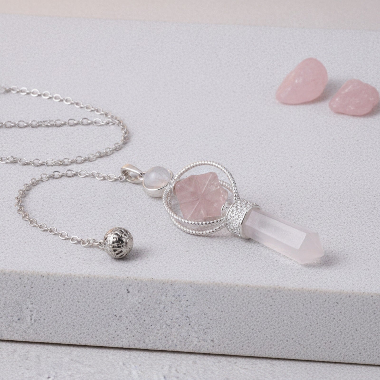 Pendule Merkaba en Quartz Rose - Pierre Naturelle pour Radiesthésie et Guérison Reiki