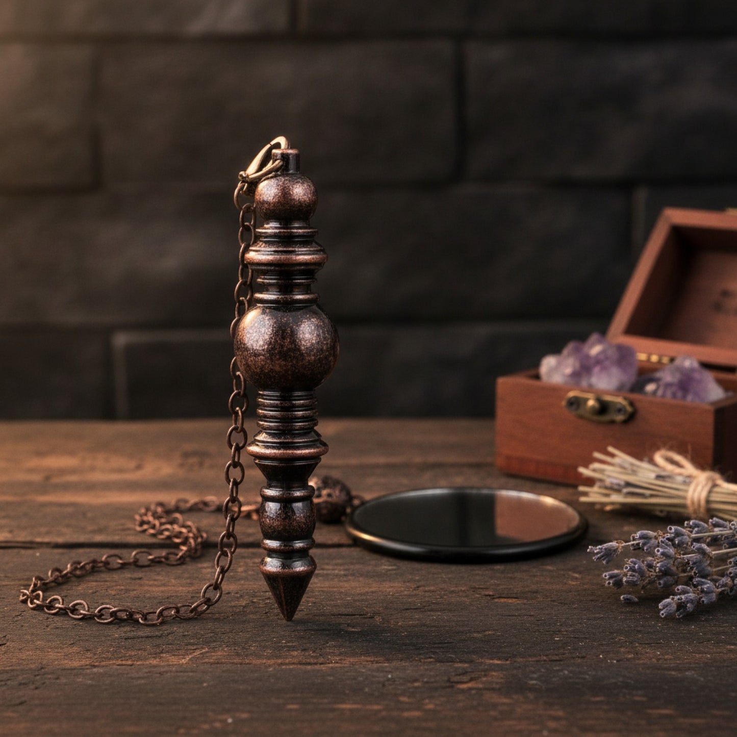 Pendule Spirituel en Laiton et Cuivre pour Radiesthésie et Divination