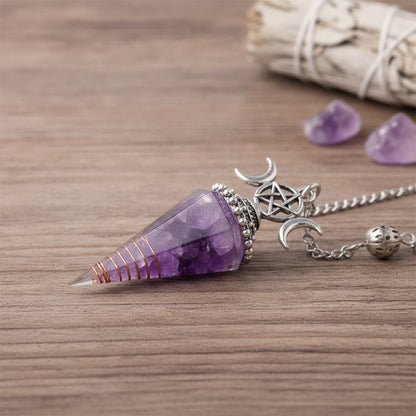 Pendule Reiki Pierre Naturelle & Cristal Hexagonal Améthyste - Fabrication Bijoux DIY