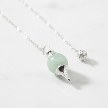 Pendule Chakra Guérison Reiki en Quartz avec Pendentif Porte-Bonheur Argenté