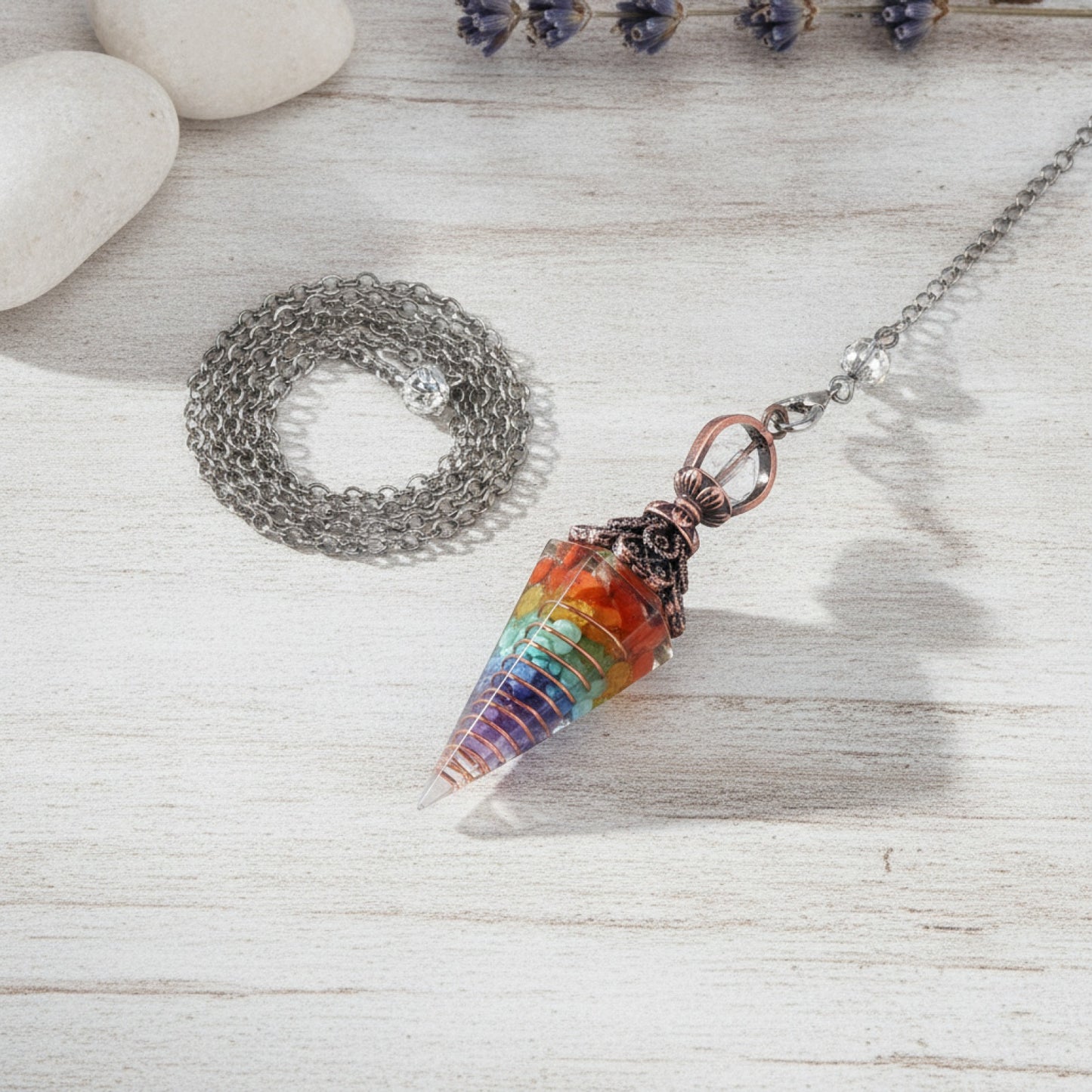 Pendule Hexagonal en Pierre Naturelle Bronze Antique - Pendentif Énergie Reiki pour Bijoux