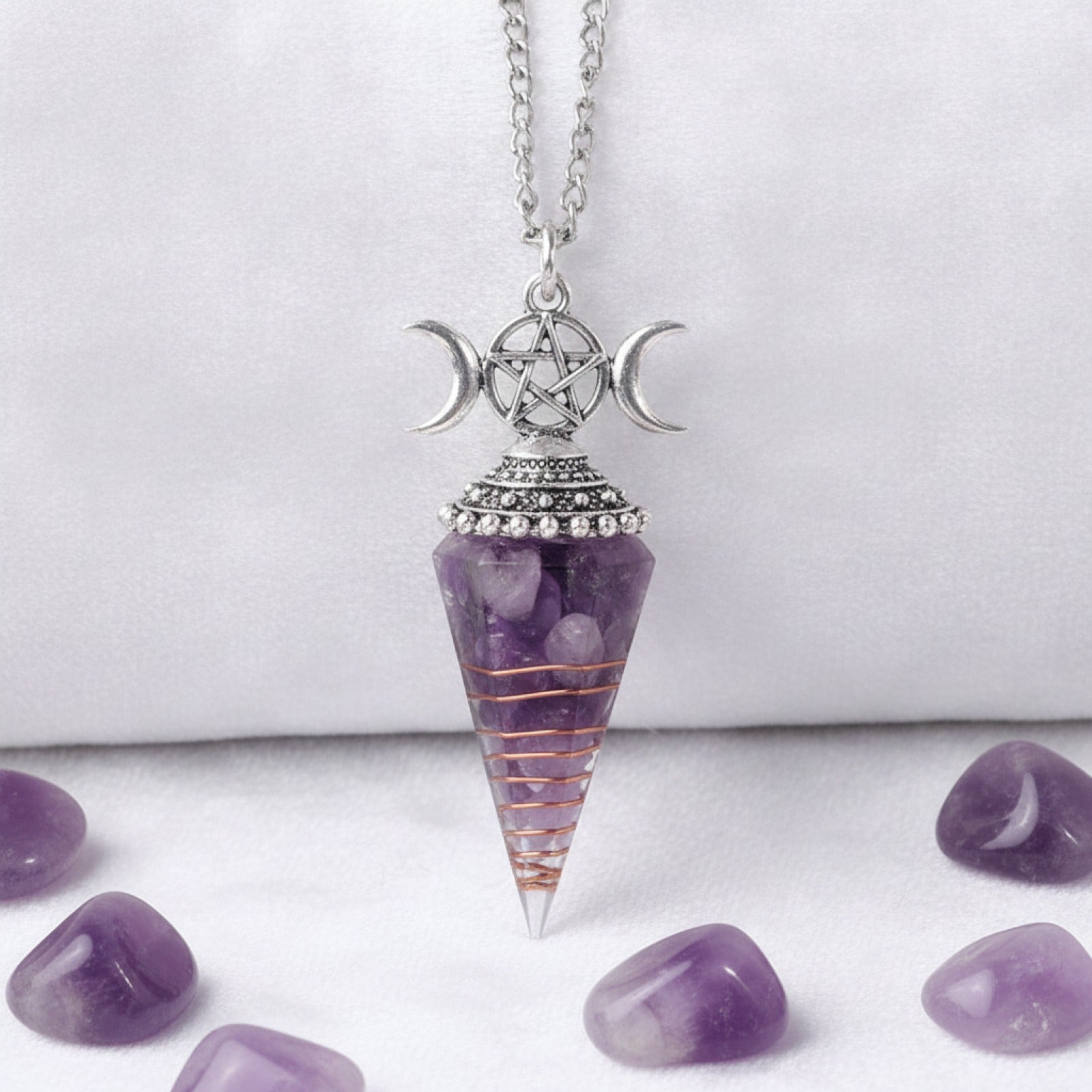 Pendule Reiki Pierre Naturelle & Cristal Hexagonal Améthyste - Fabrication Bijoux DIY