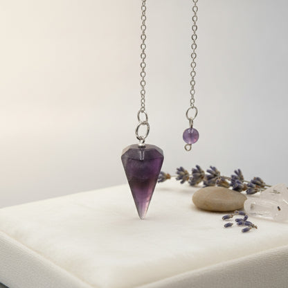 Pendule Reiki Hexagonal en Pierre Naturelle - Pendentif Cristal de Guérison pour Méditation