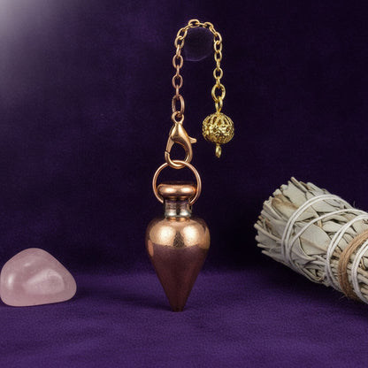 Pendule de Radiesthésie en Cuivre Doré pour Divination et Reiki