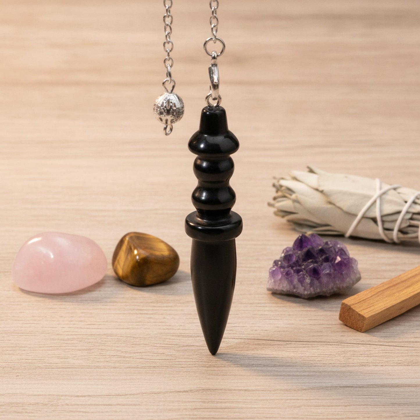 Pendule Spirituel en Cristal Égyptien Véritable - Pierre Naturelle pour Radiesthésie et Divination