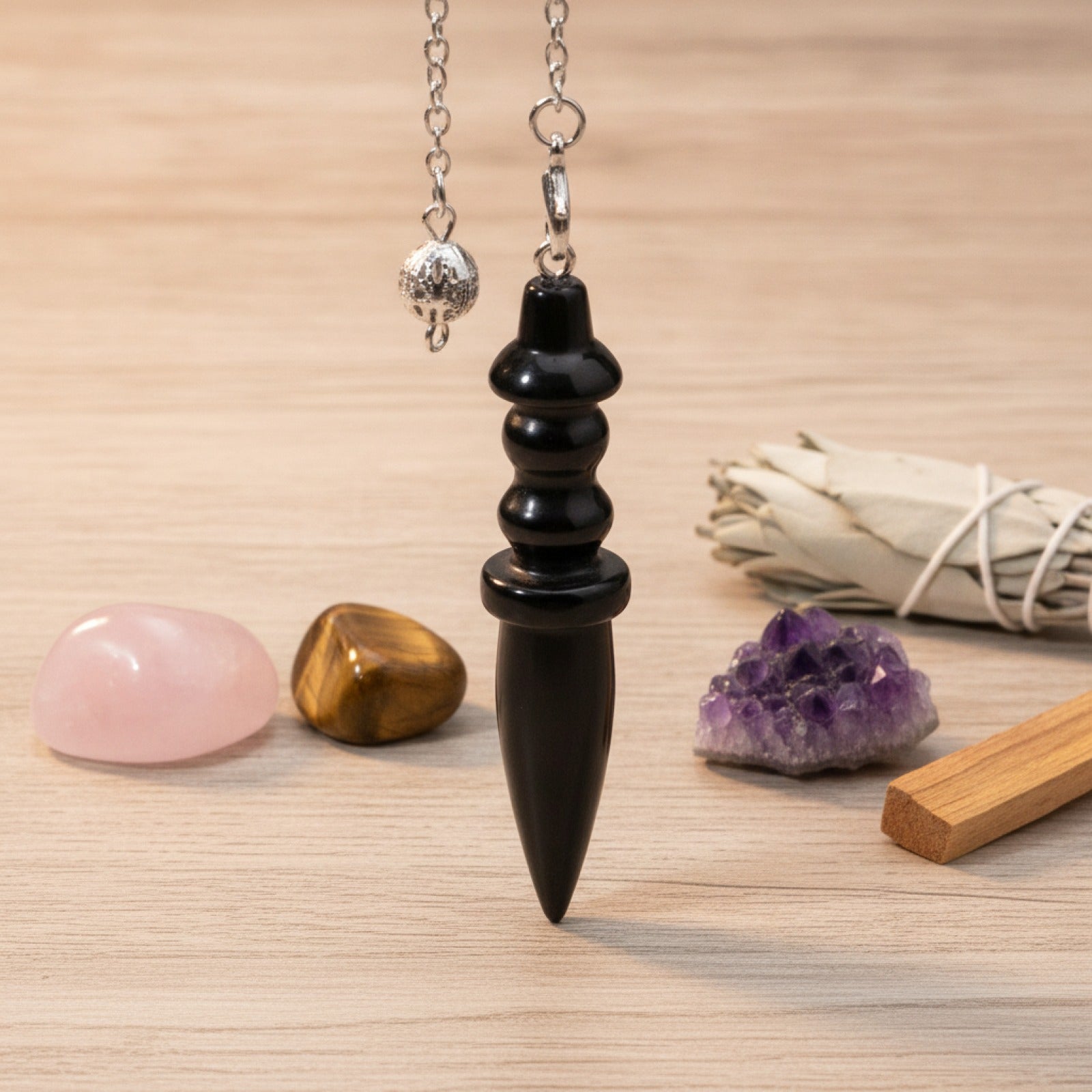 Pendule Spirituel en Cristal Égyptien Véritable - Pierre Naturelle pour Radiesthésie et Divination
