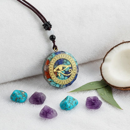 Pendule Énergétique Orgone Améthyste Turquoise Naturelle - Reiki & Chakra