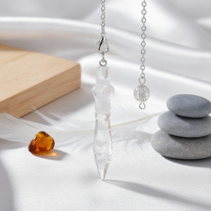 Pendule Divinatoire Cône Égyptien en Quartz Clair - Pierre Naturelle pour Radiesthésie et Reiki