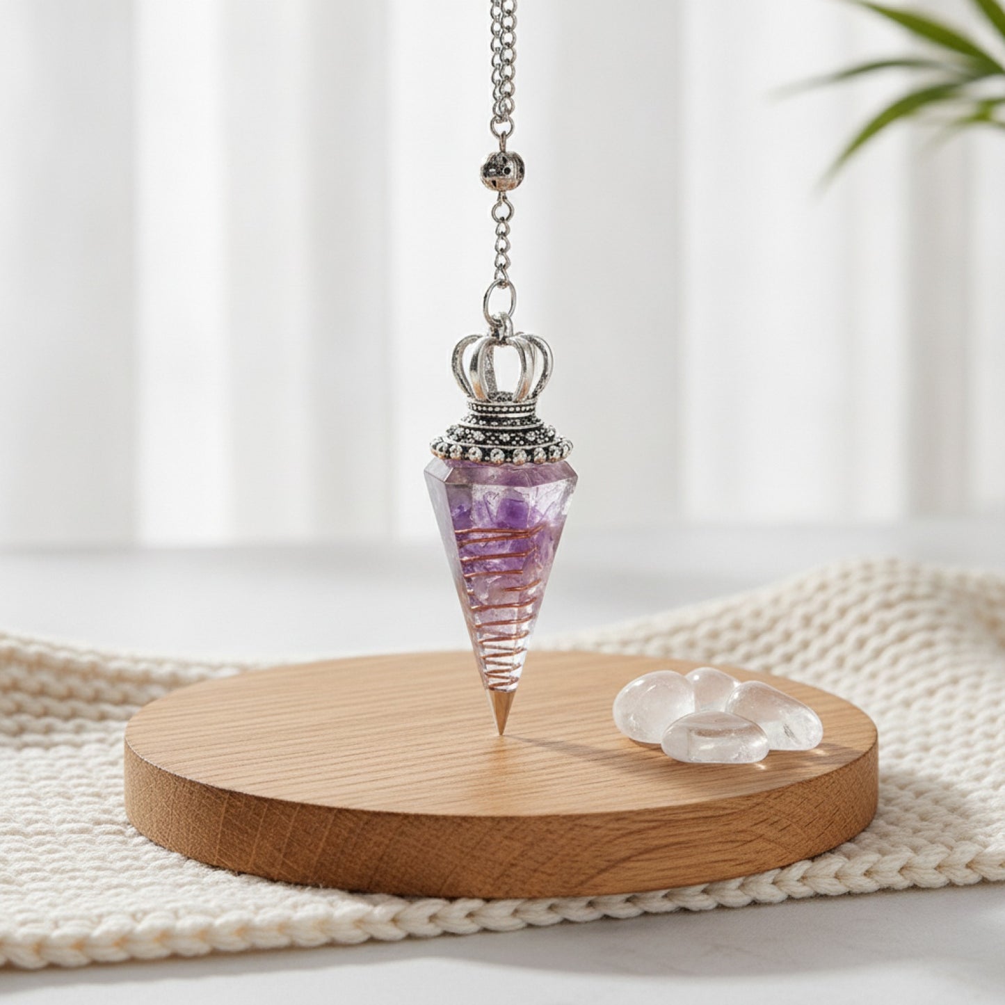 Pendule Hexagonal en Agate Quartz Naturelle - Amulette Énergétique et Décoration Maison