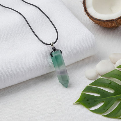 Collier Pendentif Fluorite Naturelle Hexagonale - Amulette Géométrique