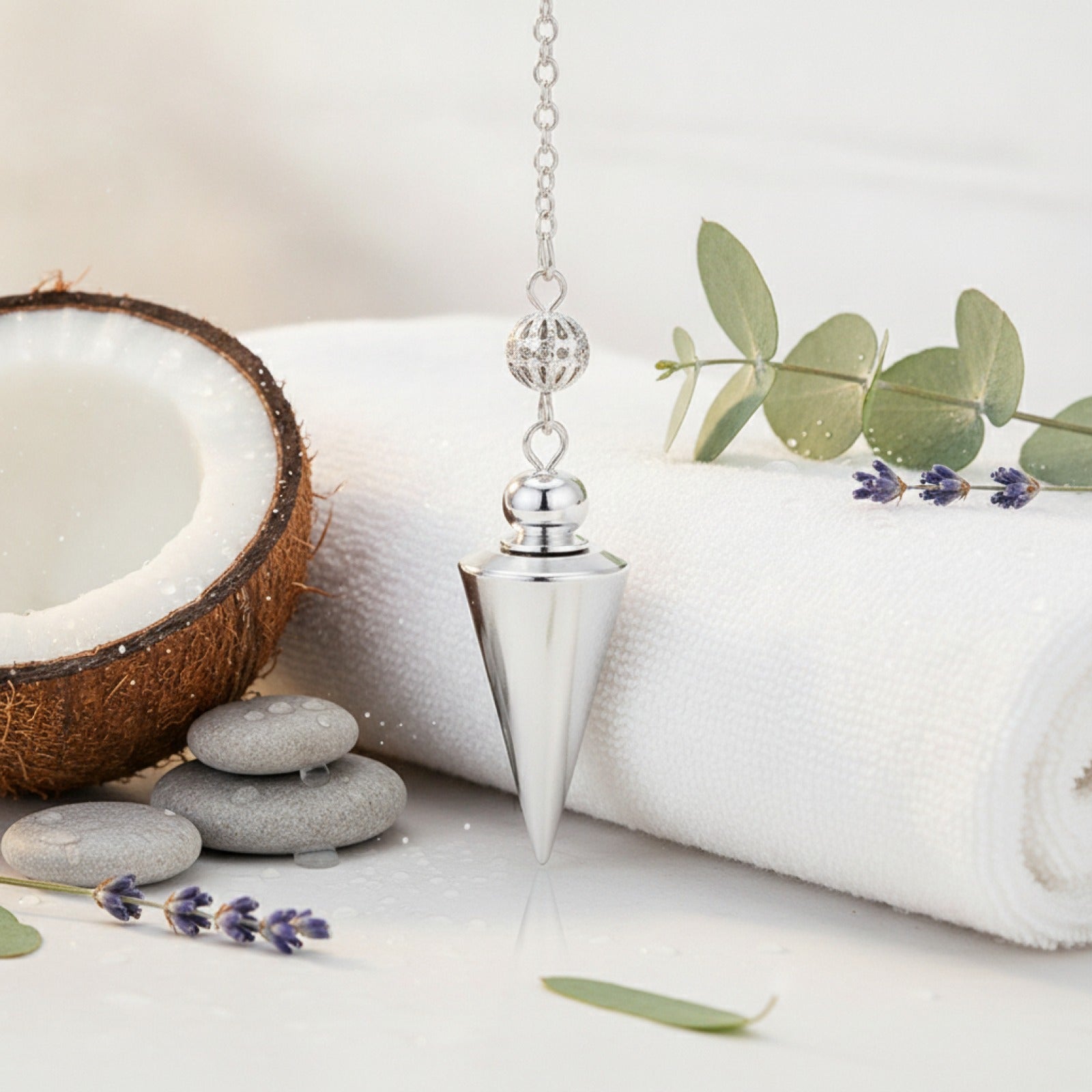 Pendule Spirituel en Cuivre Argenté pour Radiesthésie et Méditation - Haute Précision