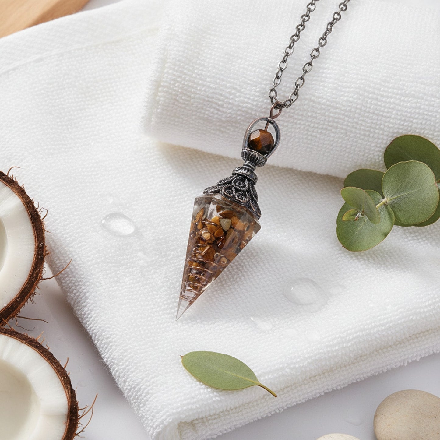 Collier Pendentif Pierre Naturelle Hexagonal - Cristal, Améthyste, Quartz Rose - Bijou Chakra