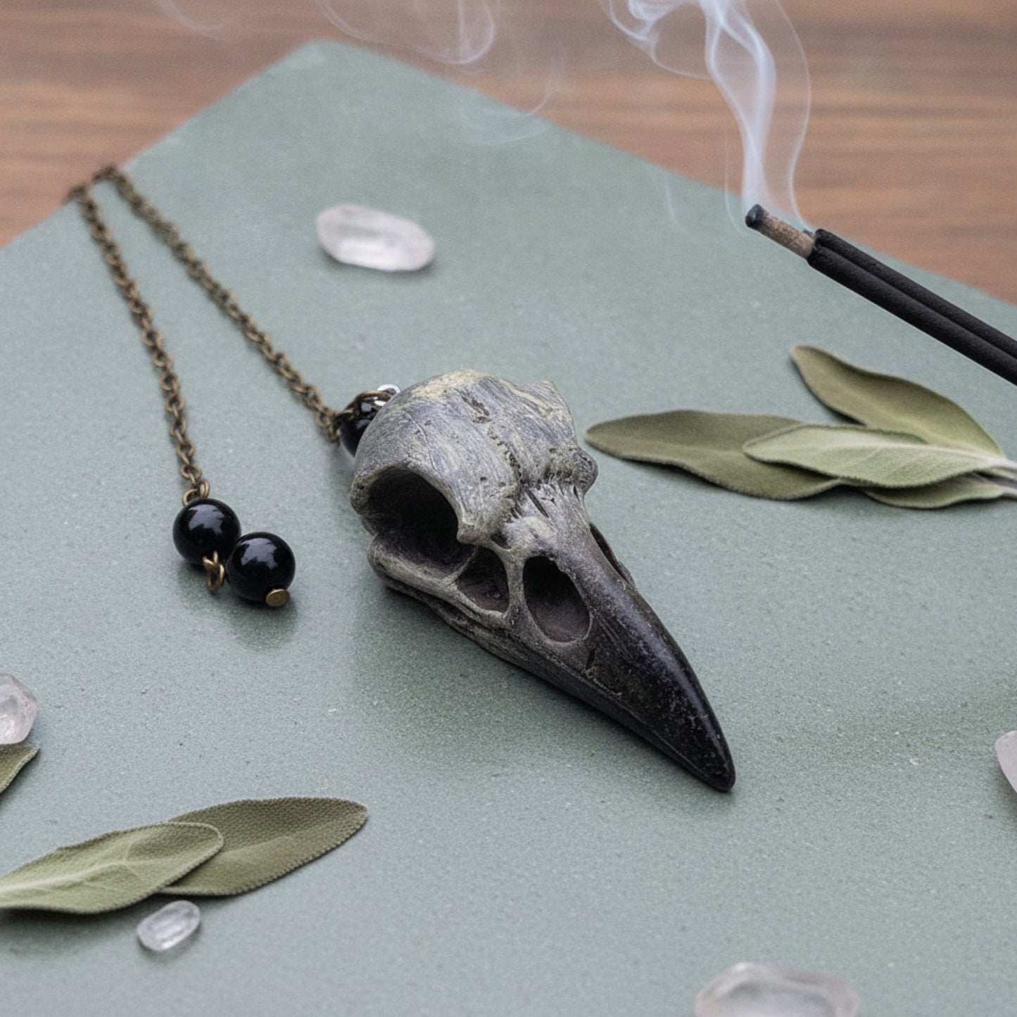 Pendule Radiesthésie Obsidienne Noire Pierre Naturelle - Pendentif Divinatoire Vintage