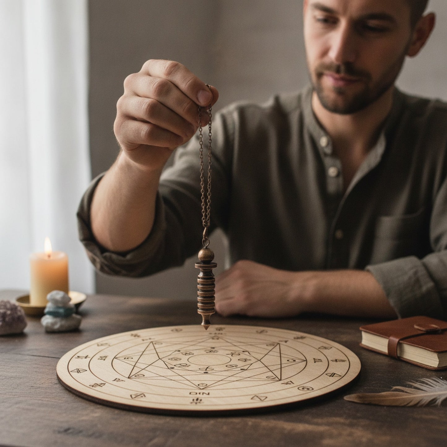 Pendule de Radiesthésie en Métal Bronze & Cuivre pour Reiki et Divination