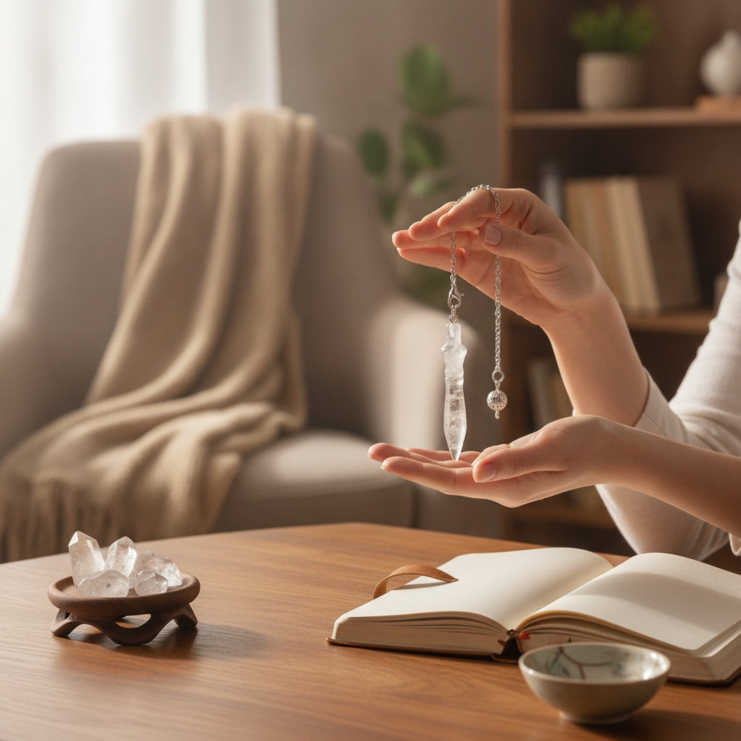 Pendule Divinatoire Cône Égyptien en Quartz Clair - Pierre Naturelle pour Radiesthésie et Reiki