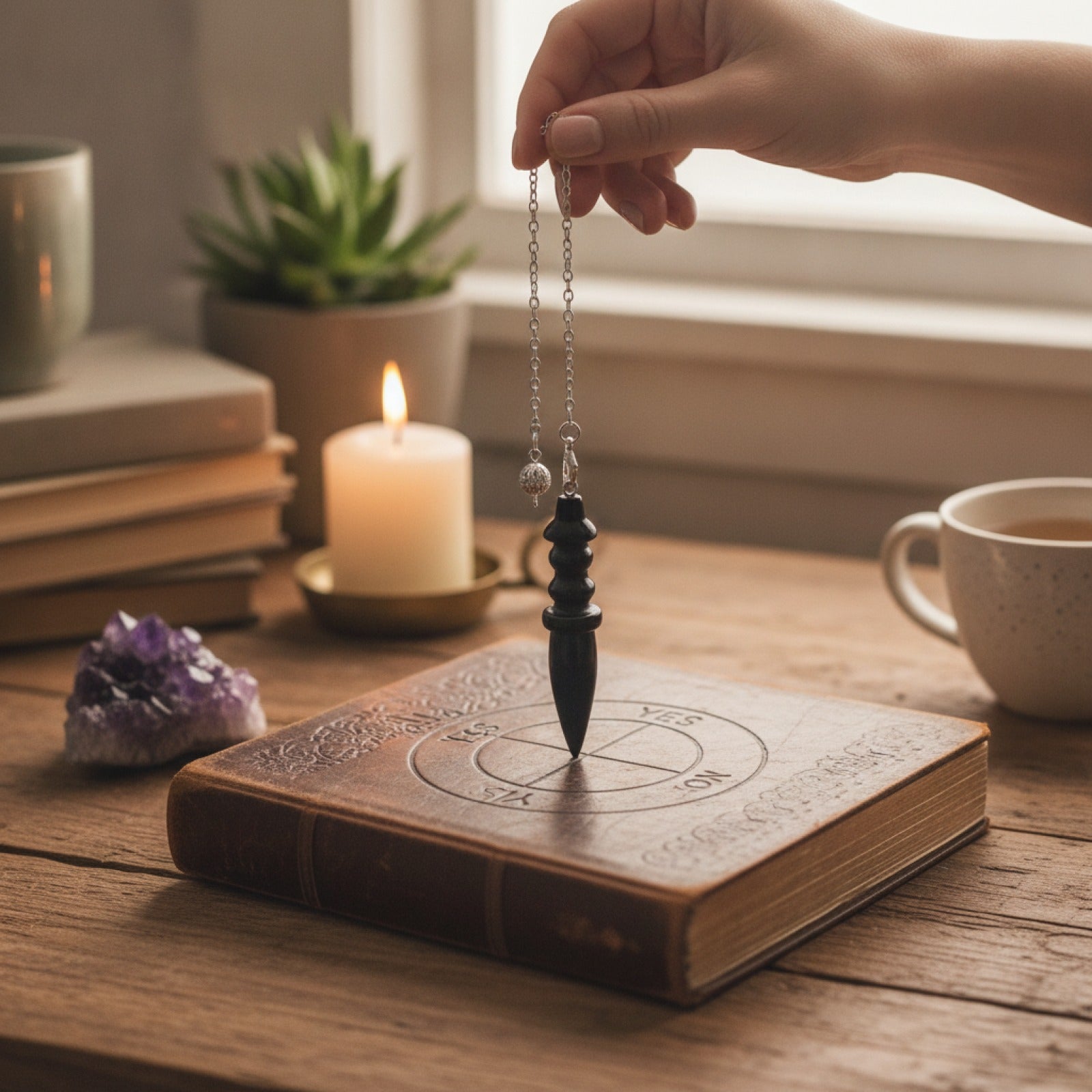 Pendule Spirituel en Cristal Égyptien Véritable - Pierre Naturelle pour Radiesthésie et Divination