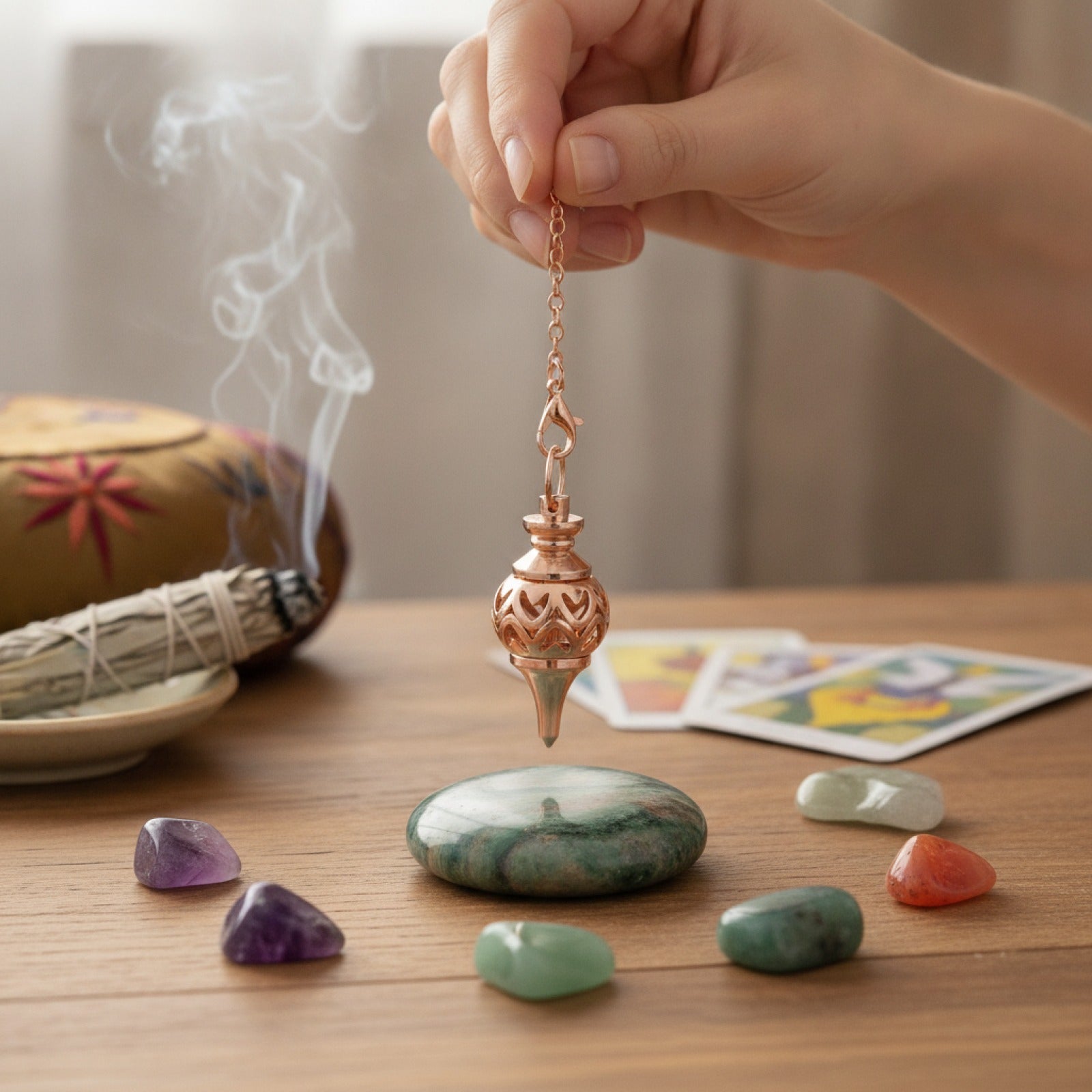 Pendule Divinatoire en Cuivre pour Radiesthésie, Méditation et Équilibrage Énergétique