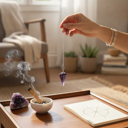 Pendule Reiki Hexagonal en Pierre Naturelle - Pendentif Cristal de Guérison pour Méditation
