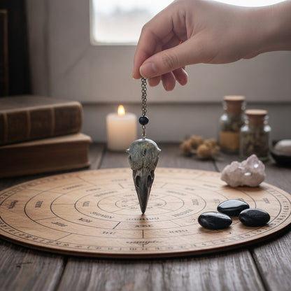 Pendule Radiesthésie Obsidienne Noire Pierre Naturelle - Pendentif Divinatoire Vintage