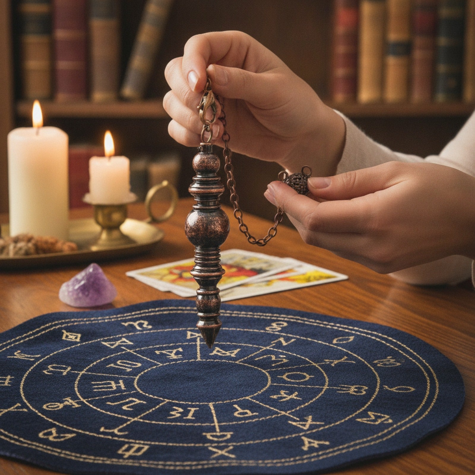 Pendule Spirituel en Laiton et Cuivre pour Radiesthésie et Divination