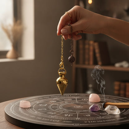 Pendule de Radiesthésie en Cuivre Doré pour Divination et Reiki