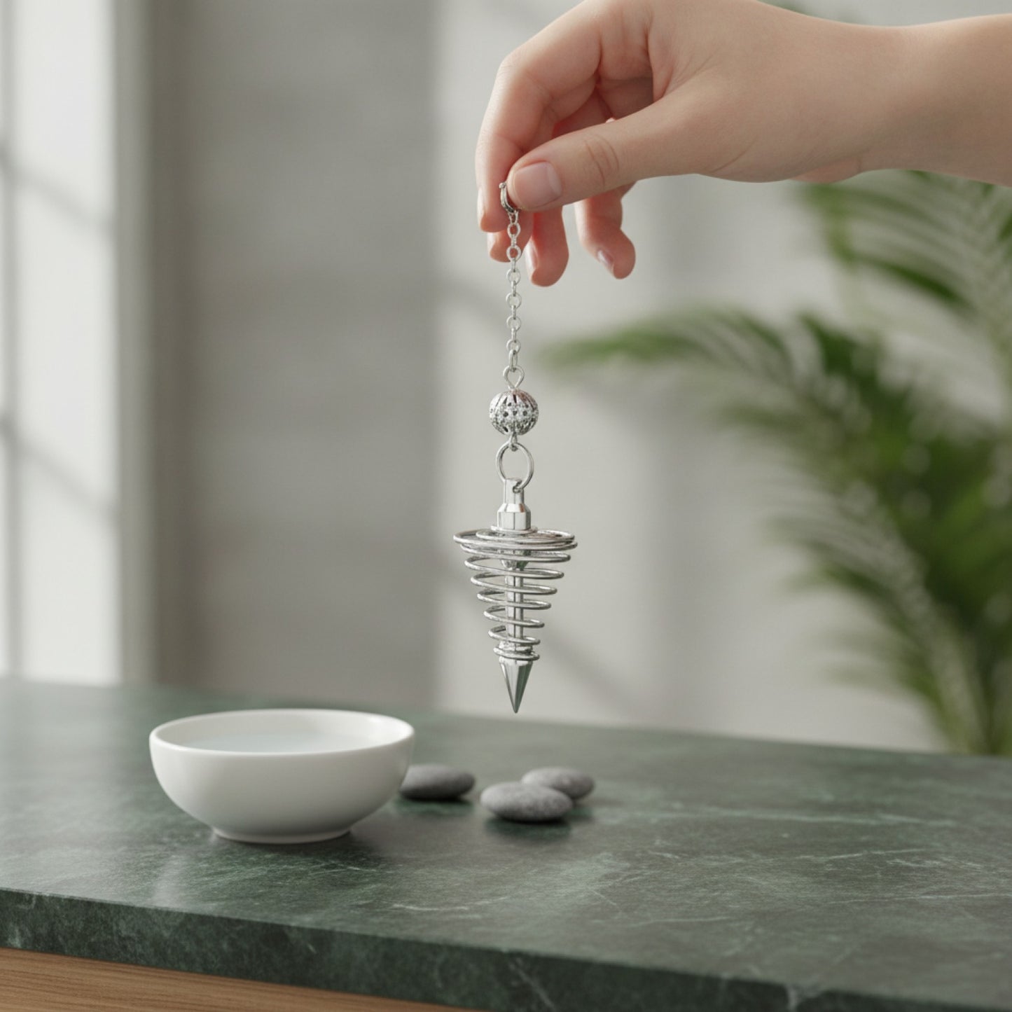 Pendule Spirituel en Cuivre Argenté pour Radiesthésie et Méditation - Haute Précision