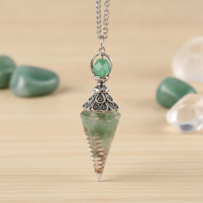 Pendule Hexagonal en Agate Naturelle et Cristal de Quartz - Amulette de Guérison