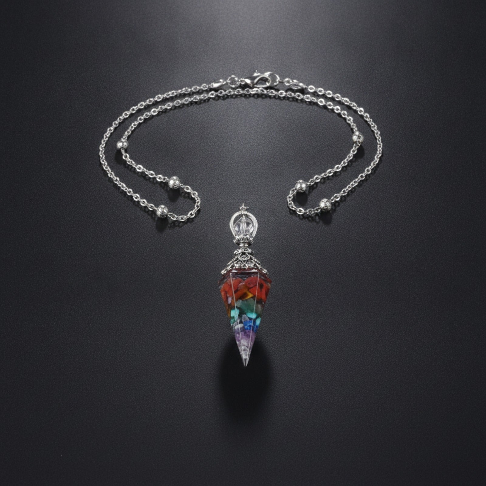 Pendentif Pendule Esprit en Pierre Naturelle et Résine Reiki - Bijou Porte-Bonheur pour Collier