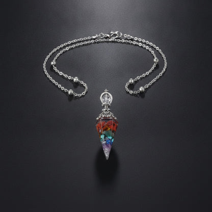 Pendentif Pendule Esprit en Pierre Naturelle et Résine Reiki - Bijou Porte-Bonheur pour Collier
