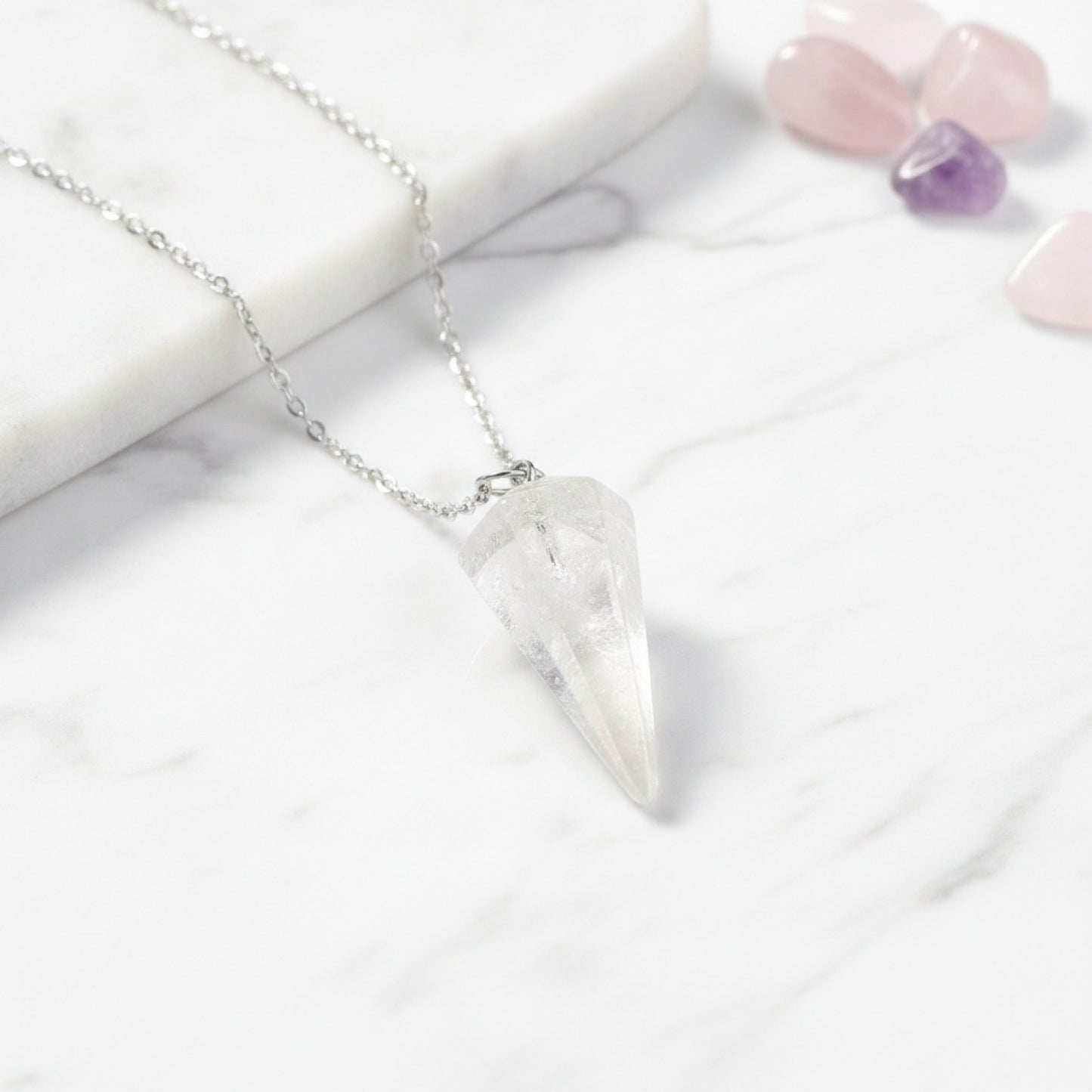 Pendentif Pyramide Hexagonale en Cristal de Quartz Naturel - Pierre de Guérison et Divination