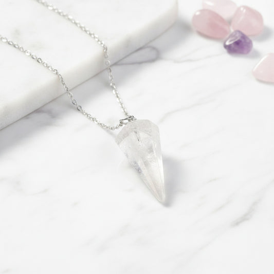 Pendentif Pyramide Hexagonale en Cristal de Quartz Naturel - Pierre de Guérison et Divination
