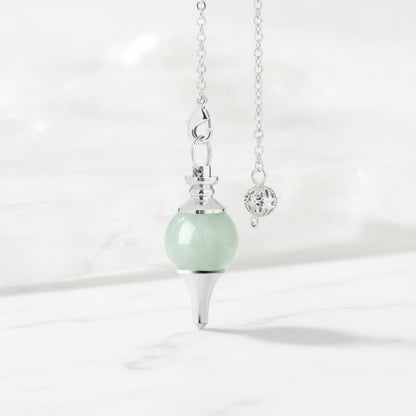 Pendule Chakra Guérison Reiki en Quartz avec Pendentif Porte-Bonheur Argenté