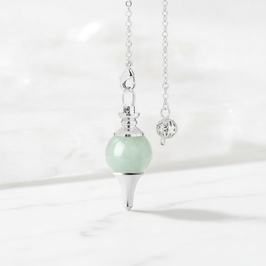 Pendule Chakra Guérison Reiki en Quartz avec Pendentif Porte-Bonheur Argenté