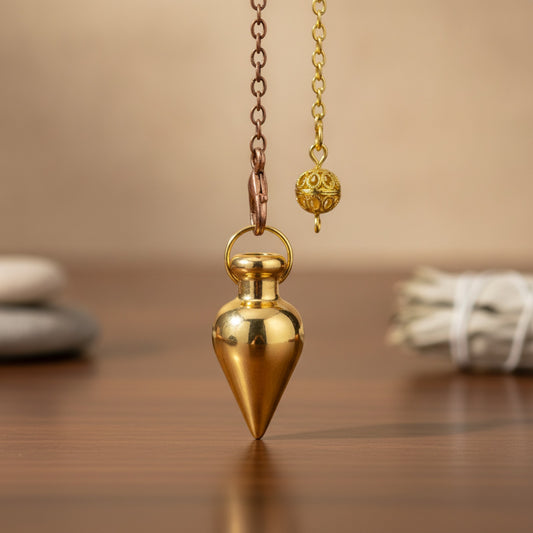 Pendule de Radiesthésie en Cuivre Doré pour Divination et Reiki