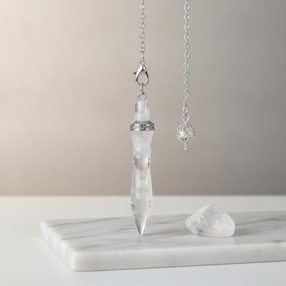 Pendule Divinatoire Cône Égyptien en Quartz Clair - Pierre Naturelle pour Radiesthésie et Reiki