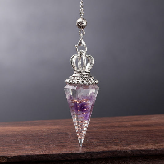 Pendule Hexagonal en Agate Quartz Naturelle - Amulette Énergétique et Décoration Maison