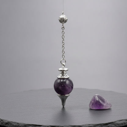 Pendule de Radiesthésie en Pierre Naturelle - Améthyste, Quartz Rose, Lapis Lazuli, Œil de Tigre