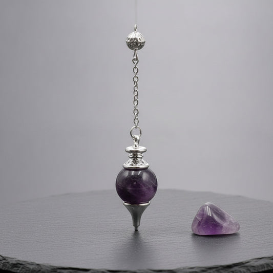 Pendule de Radiesthésie en Pierre Naturelle - Améthyste, Quartz Rose, Lapis Lazuli, Œil de Tigre