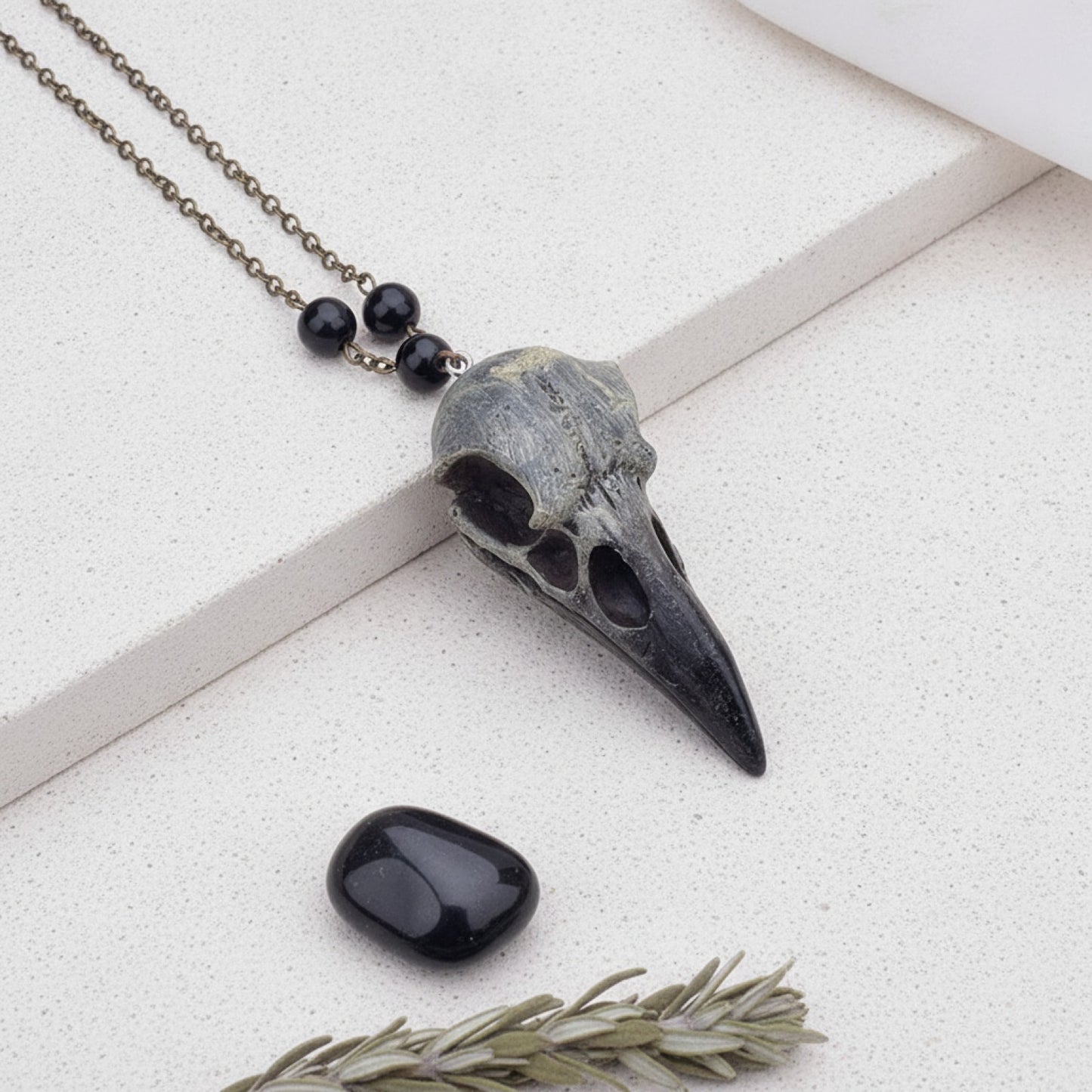 Pendule Radiesthésie Obsidienne Noire Pierre Naturelle - Pendentif Divinatoire Vintage
