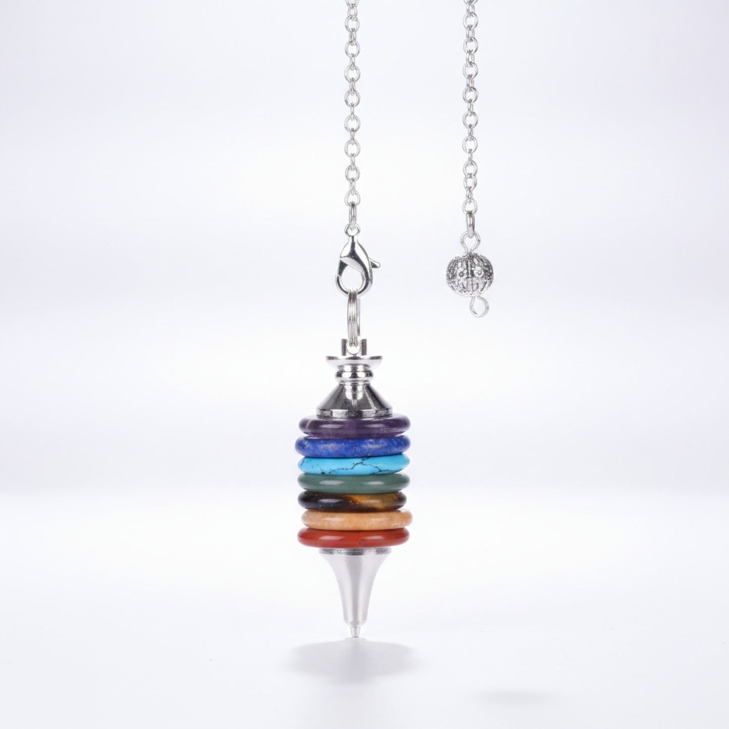 Pendule de Radiesthésie en Pierre Naturelle 7 Chakras pour Guérison Énergétique et Divination