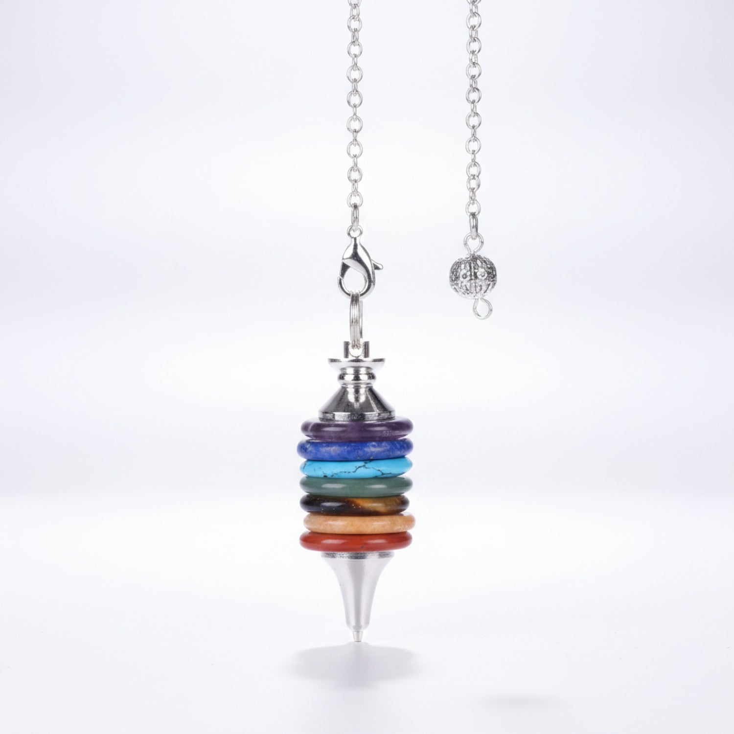 Pendule de Radiesthésie en Pierre Naturelle 7 Chakras pour Guérison Énergétique et Divination