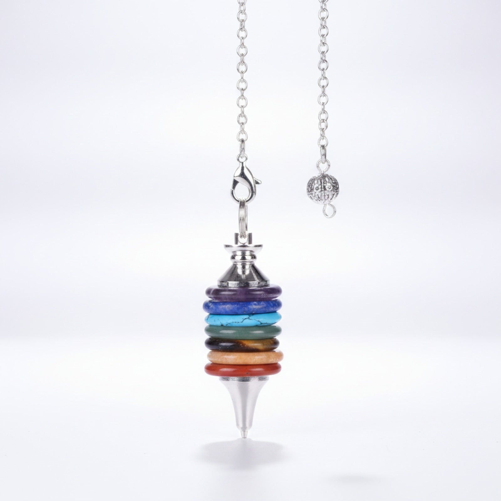 Pendule de Radiesthésie en Pierre Naturelle 7 Chakras pour Guérison Énergétique et Divination