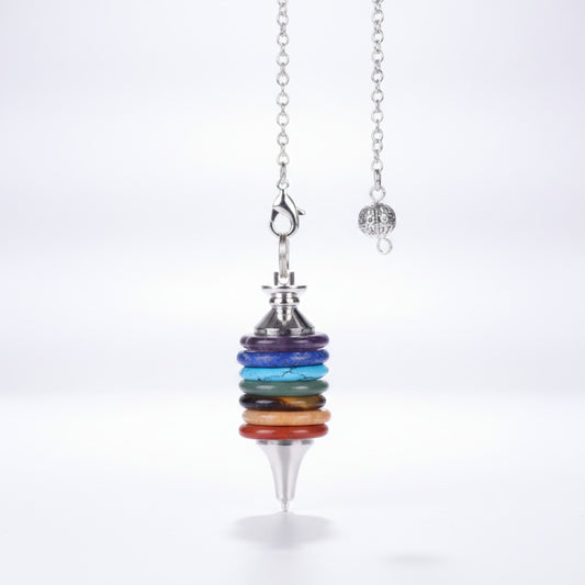 Pendule de Radiesthésie en Pierre Naturelle 7 Chakras pour Guérison Énergétique et Divination