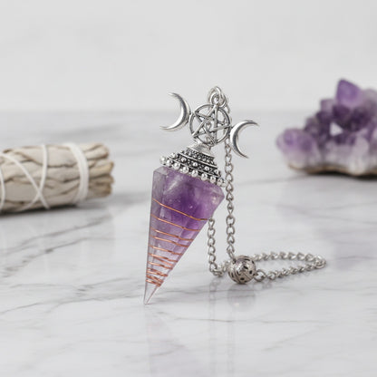 Pendule Reiki Pierre Naturelle & Cristal Hexagonal Améthyste - Fabrication Bijoux DIY